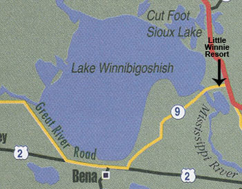 lake_winnie_map Lake Winniebigoshish is well-known for great walleye fishing and perch fishing.